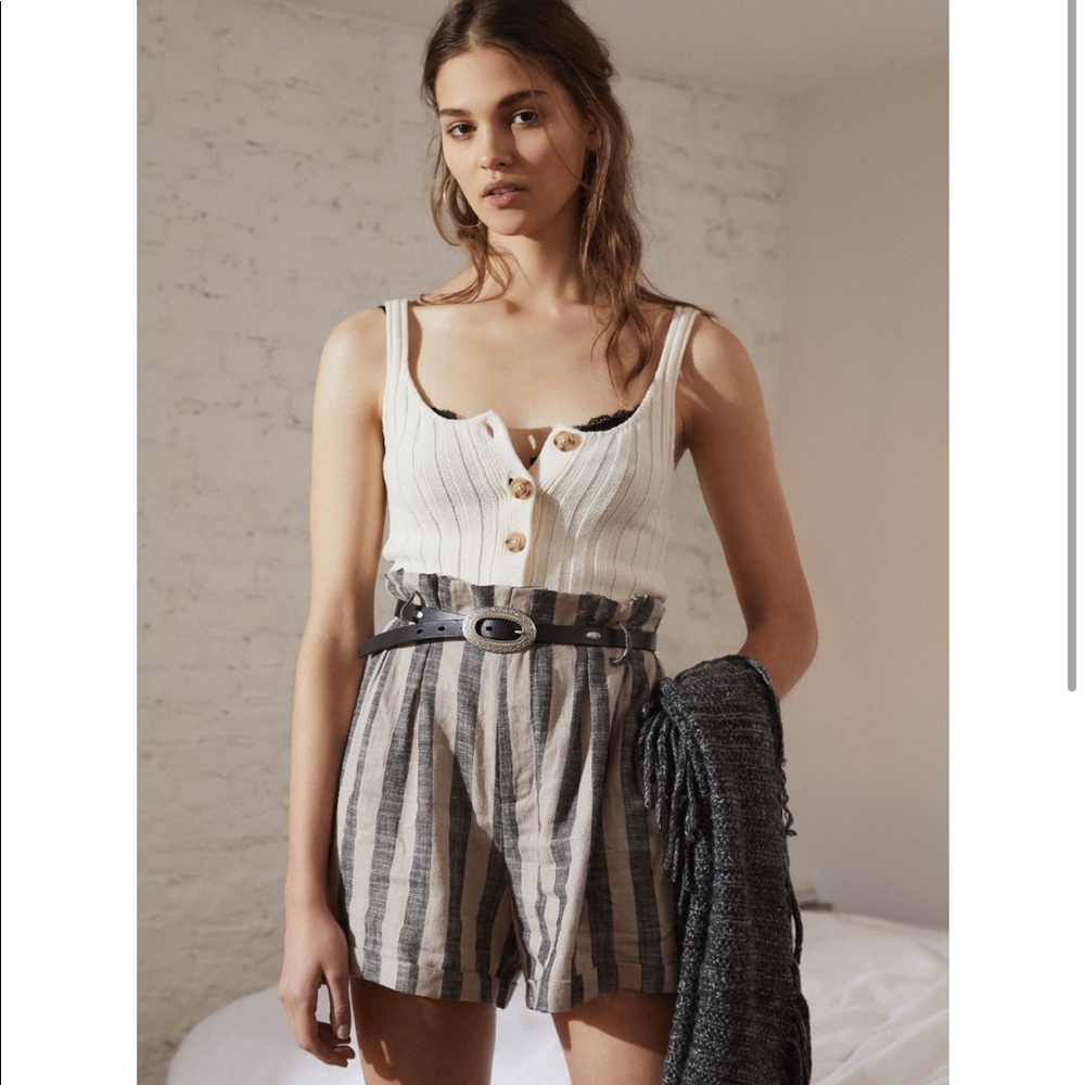 Urban outfitters High rise striped paper bag short